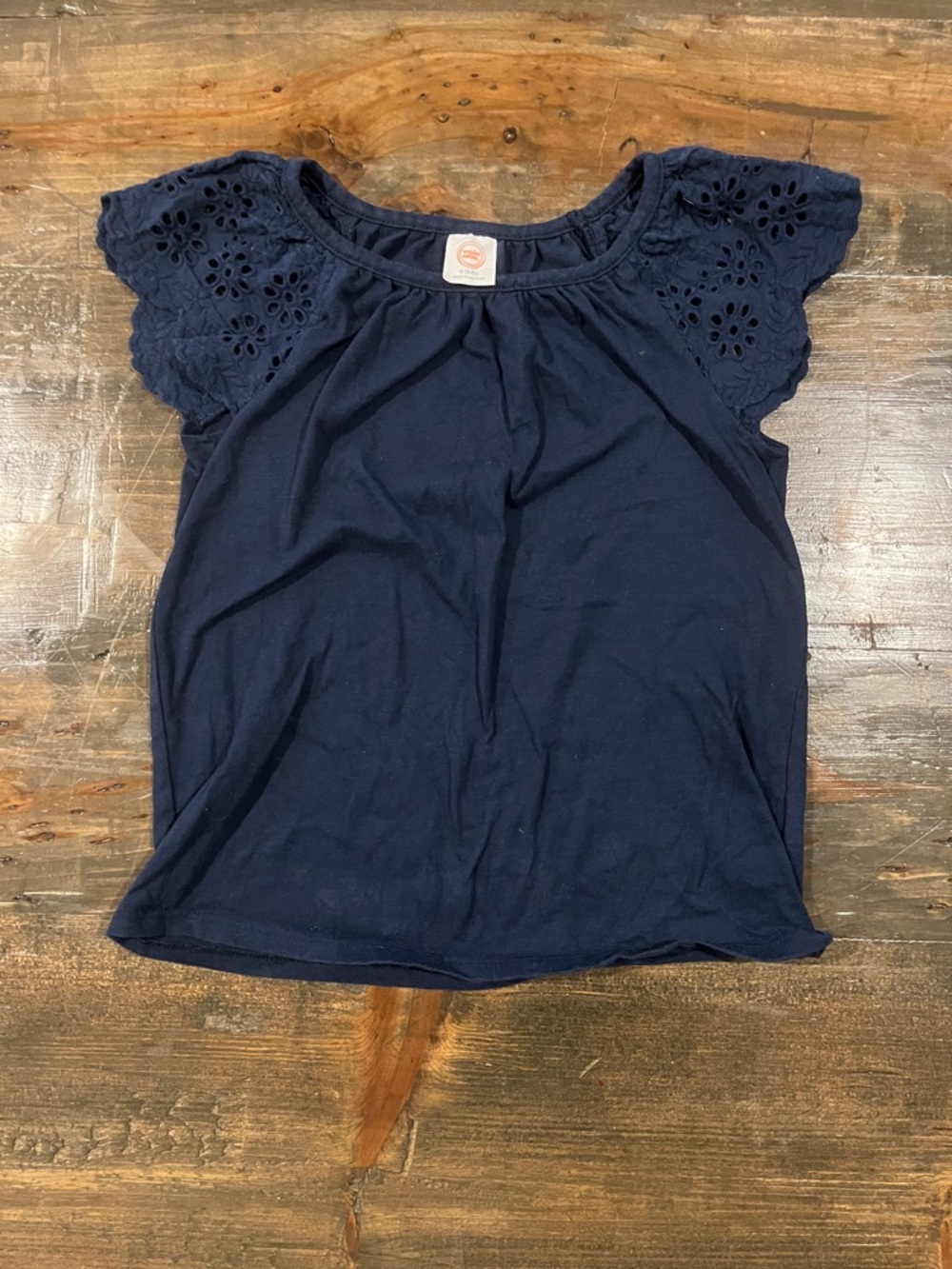 wonder nation Navy Eyelet Sleeve Tee